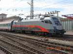 Am 8.8.2008 erschien der OEC 536  Jaques Lemans  mit dem Railjet-Prototypen 1016 035-6  Spirit of Linz  auf dem Wiener Sdbahnhof.