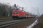 1016 029 mit 5 CS Wagen am 03.01.2009 in Haar.