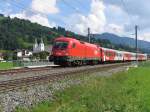 1016 024-0 mit REX 1504 Schwarzach-St. Veit-Innsbrck Hbf bei Brixen im Thale am 26-8-2008.