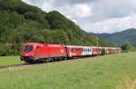 Die ehemalige Wr.Stdtische 1016 047 hat am 27.06.2009 den Rex 3915 durch Micheldorf geschoben.