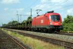 BB 1016 027 mit einem leeren Autotransportzug in Richtung Osnabrck (Diepholz, 30.06.12).