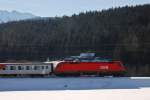 Thementag Gegenlicht: Mitzieher von 1016 041 und REX 3421 am 11.02.2008 bei Bad Mitterdorf.