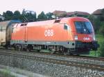 Bitte warten hiess es am 18.08.2006 fr die 1016 004 mit ihrem Gterzug auf dem Ausweichgleis in Wartberg an der Krems. Eine rollende Landstrasse, ein Lokzug, ein Intercity und zwei Regionalzge hatten Vorfahrt. So verging ca.1 Stunde bis der Zug Richtung Selzthal weiterfahren durfte.