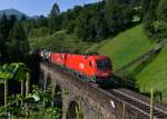 1016 007 + 1116 159 mit einem Gterzug am 03.08.2013 bei Bad Hofgastein.
