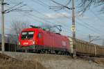 1016-001 vor Gterzug im Inntal Richtung Brenner bei Radfeld; 10.02.2007