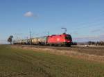 Die 1016 037 mit einem Kesselzug am 29.01.2016 unterwegs bei Schambach.