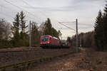 Schammach, ein Ortsteil von Grafing, passierte 1016 007-5 mit einem Güterzug aus Richtung Kufstein nach München am frühen Abend des 03.03.17.