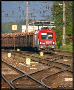 Wiener Stdtische 1016 047 fhrt mit einem Holzzug in den Bahnhof Zeltweg ein 1.8.2007