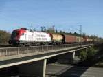 1016 047 (Wiener Stdtische Versicherung) mit einem Gterzug am 21.10.2008 in Haar (bei Mnchen).