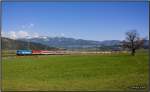 1016 023  Kyoto  und 1144 023 ziehen den IC 531 von Wien Meidling nach Lienz. St Margarethen 9.4.2011

