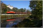 1020 037 der GEG fhrt mit dem Planstrom SDZ von Linz-Stahlwerke nach Bischofshofen. 
Trautenfels 4.10.2010