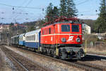 1040 013 war am 07.03.2020 mit dem Sonderzug SRE 14235 zum  Erlebniskeller Retz & Dorfheuriger Rafing  von Böheimkirchen nach Retz unterwegs.