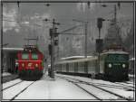 Nostalgieloks 1141 024 und 1041.15 warten in Mrzzuschlag auf die Abfahrt in Richtung Semmering.