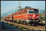 1042 542 mit Erzzug fährt am 5.10.1995 in der Abzweigung Bruck/Mur Stadtwald Richtung Graz.