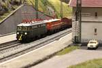 *Modell*
Der Bahnhof Hochgries ist Grenzbahnhof zwischen Bayern und Tirol und ist der Scheitelpunkt des Olfapasses.
Die 1042.14 und die 1043.08 hab in den 1970er Jahren mit einem gemischten G�terzug von Lindstadt kommend den Bahnhof Hochgries erreicht und warten nach einem kurzen Aufenthalt auf die Weiterfahrt Richtung �sterreich.
Warum sich die beiden Villacher hier her verirrt haben ist leider unbekannt.