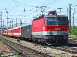 Der Pfingstsonderzug von Salzburg nach Mdling (Wien) nach der Ausfahrt aus dem Hbf Wels.