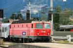 Eine der wenigen Verbliebenen in jaffa-orange: 1044 094-1 zieht einen REX (RegionalEXpress) nach Wrgl Hbf, zur Weiterfahrt nach Innsbruck.