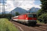 1044 095 (9181 1044 095-8) ist mit einer RoLa vom Teriminal Brennersee komment auf dem Weg nach Wrgl. In Mnster-Wiesing wird die Lok auf den Chip gebannt. (05.07.2008) 

