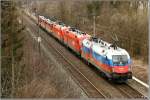 Sechsfach-Lokzug mit der EM-Lok 1116 084  Russland  an der Spitze fhrt von Graz nach Bruck.Weiters noch 2x 1116, 2x 1142, und eine 1044er.