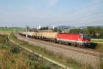 1044 048 ist mit einem Kesselwagenzug am 28.09.2009  im Haidinger Bogen unterwegs gewesen.
