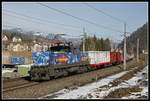 1063 039 mit Güterzug bei Kapfenberg am 7.02.2019.