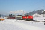 1063 040 mit DRV 13811 am 26.01.2013 bei Fieberbrunn.