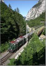 E-Lok 1080.01 fhrt mit Sonderzug R 16412 von Hieflau nach Selzthal.Anlass fr diese Fahrt war das Gesusefest in Johnsbach.