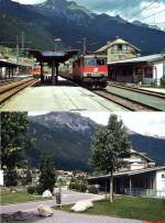Im Juni 2000 fährt 1110 004-7 mit einem Güterzug durch den Bahnhof St.