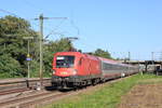 Am 18.09.2019 fährt 1116 168 mit EC 113 durch Stuttgart-Obertürkheim.