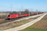 1116 113 war am 07.03.2021 mit diesem Güterzug in Richtung Wien zentralverschiebebahnhof unterwegs.