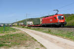 1116 140 mit dem Wenzel KLV-Zug bei Lehrberg Richtung Ansbach, 25.04.2020