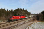 1116 269 & 1116 141 mit einem  KLV  aus Salzburg kommend am 7. Januar 2022 bei Grabenstätt.