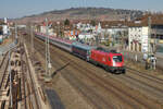 116 193 mit EC113 Frankfurt-Klagenfurt am 11.03.2022 bei Oberesslingen.