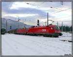 E-Loks 185 050 und 1116 202 fahren mit einem Güterzug in Richtung Spital am Pyhrn.