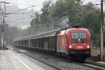 1116 139 (Johann) mit Güterzug in Kapfenberg Fachhochschule am 5.09.2015.