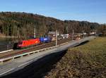 Die 1116 150 mit einem Güterzug am 04.03.2017 unterwegs bei Wernstein.