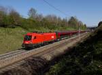 Die 1116 160 mit einem RJ am 30.04.2017 unterwegs bei Pöndorf.