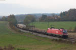 1116 164-5 der ÖBB mit einem gemischten Güterzug Richtung Regensburg bei Edlhausen, 04.11.2016