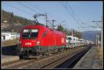 1116 095 mit Güterzug in St.Georgen am Längsee am 18.12.2018.