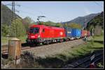 1116 181 mit Güterzug bei Mixnitz am 4.05.2020.