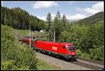 1116 138 mit Railjet bei Breitenstein am 27.05.2020.