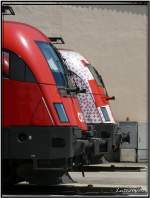 Portrait von der 1116 246 (Rotes Kreuz)und 1116 263.
Fotografiert in Knittelfeld am 21.07.2007