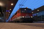 Mit knapp zwei Stunden Verspätung steht der GAG47408 mit 1142 626 und 1116 266 in Bahnhof Leibnitz und wartet auf die Abfahrt nach Leoben Donawitz.