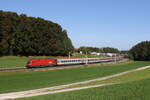 1116 281 war mit einem  EC  am 11. Oktober 2023 bei Axdorf in Richtung München unterwegs.