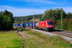 1116 041 ÖBB mit einem KLV-Zug bei Lehrberg Richtung Ansbach, 23.09.2021