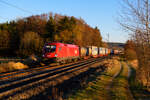 1116 046 ÖBB mit einem KLV-Zug bei Postbauer-Heng Richtung Nürnberg, 28.02.2022
