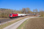 1116 092 ÖBB mit einem KLV-Zug bei Lehrberg Richtung Ansbach, 01.03.2022