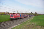 1116 264 �BB mit einem Winner KLV-Zug bei Uffenheim Richtung W�rzburg, 20.04.2022