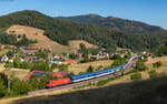 1116 164 mit dem EN 40458 / EC 458 / NJ 408 / IC 60408  Canopus  (Berlin Hbf / Praha hl.n. - Z�rich HB) bei Gutach 8.8.26