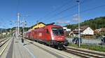 �BB 1116.121 mit Oberbaumesswagen  Railchecker  vor dem Ausfahrsignal in Wies-Eibiswald, am 02.09.2026:
